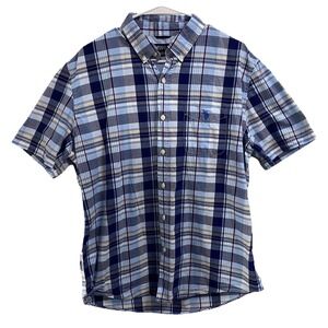 U.S. POLO Assn. Mens Plaid Blue&Pink Checkered Button Down Dress Shirt Sz. L